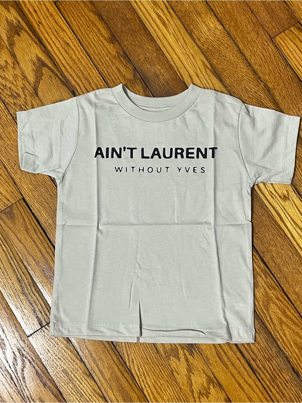 Kids Crewneck Tee - Light Beige with Black Logo